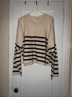 For The Republic Cream Crewneck Sweater with Black Label